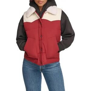 NWT! Levi's® Water Resistant Western Puffer Vest Red and White Size XS